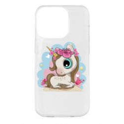 Чехол для iPhone 14 Pro Unicorn with flowers - PrintSalon