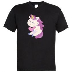 Мужская футболка  с V-образным вырезом Unicorn with love - PrintSalon