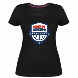 Женская премиум футболка USA basketball - PrintSalon
