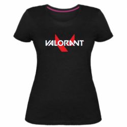 Женская премиум футболка Valorant glitsh logo - PrintSalon