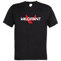 Мужская футболка  с V-образным вырезом Valorant glitsh logo - PrintSalon