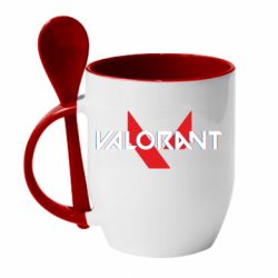 Чашка с ложкой Valorant glitsh logo - PrintSalon