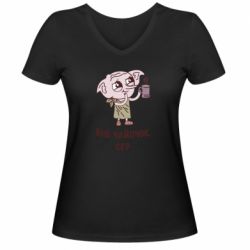 Женская футболка с V-образным вырезом Ваш чайочок сер - PrintSalon