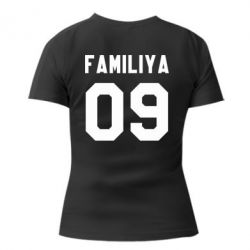 Женская футболка с V-образным вырезом Ваша фамилия и номер