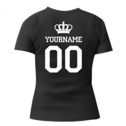 Жіноча футболка з V-подібним вирізом Ваше ім'я корона - PrintSalon