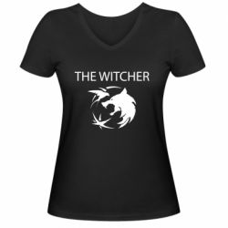 Жіноча футболка з V-подібним вирізом Ведьмак и лого - PrintSalon