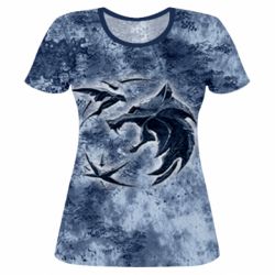 Жіноча 3D футболка Відьмак лого на мапі - PrintSalon