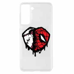 Чехол для Samsung S21 Venom and spiderman-PrintSalon Чехол для Samsung S21 Venom and spiderman
