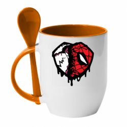 Чашка с ложкой Venom and spiderman - PrintSalon
