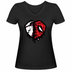 Женская футболка с V-образным вырезом Venom and spiderman - PrintSalon