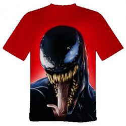 Мужская футболка 3D Venom on a red background - PrintSalon