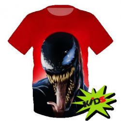 Детская 3D футболка Venom on a red background - PrintSalon
