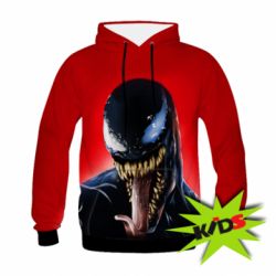 Дитяче 3D худі Venom on a red background