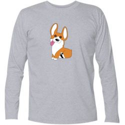 Футболка с длинным рукавом Веселый корги - PrintSalon