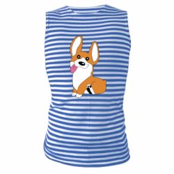 Майка-тельняшка Веселый корги - PrintSalon