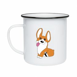 Кружка эмалированная Веселый корги - PrintSalon