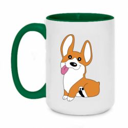 Чашка двухцветная 420ml Веселый корги - PrintSalon
