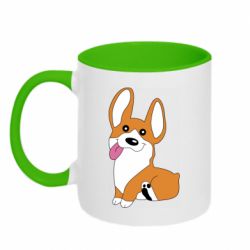 Чашка двухцветная 320ml Веселый корги - PrintSalon