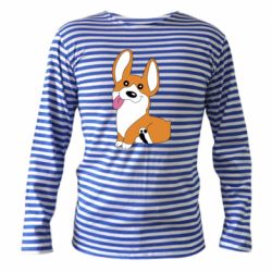 Тельняшка с длинным рукавом Веселый корги - PrintSalon