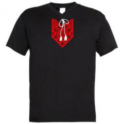Мужская футболка  с V-образным вырезом Вишиванка з зав'язкою - PrintSalon