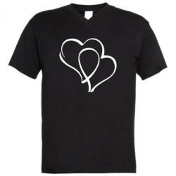 Мужская футболка  с V-образным вырезом Влюбленные сердца - PrintSalon