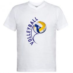 Мужская футболка  с V-образным вырезом Волейбол - PrintSalon