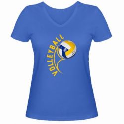 Женская футболка с V-образным вырезом Волейбол - PrintSalon
