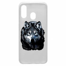 Чехол для Samsung A40 Волк гравюра - PrintSalon