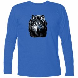 Футболка с длинным рукавом Волк гравюра - PrintSalon