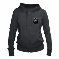 Женское худи на молнии Волк гравюра - PrintSalon