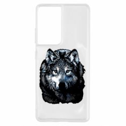 Чехол для Samsung S21 Ultra Волк гравюра - PrintSalon
