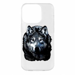 Чехол для iPhone 14 Pro Волк гравюра - PrintSalon