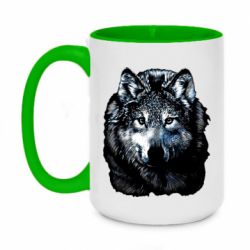Чашка двухцветная 420ml Волк гравюра - PrintSalon