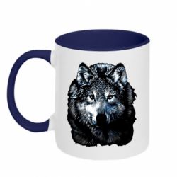 Чашка двухцветная 320ml Волк гравюра - PrintSalon