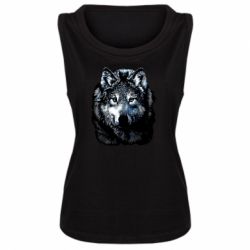 Женская майка Волк гравюра - PrintSalon