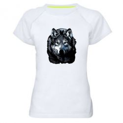 Женская футболка для спорта Волк гравюра - PrintSalon
