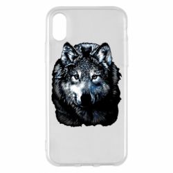 Чехол для iPhone X/Xs Волк гравюра