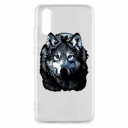 Чехол для Huawei P20 Волк гравюра - PrintSalon