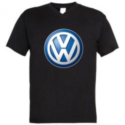 Мужская футболка  с V-образным вырезом Volkswagen 3D Logo - PrintSalon