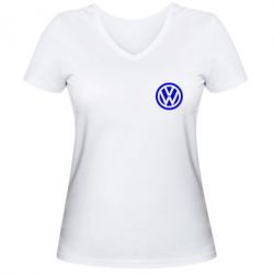 Женская футболка с V-образным вырезом Volkswagen Logo - PrintSalon