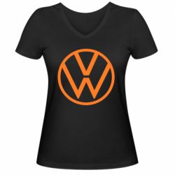 Женская футболка с V-образным вырезом Volkswagen new logo - PrintSalon