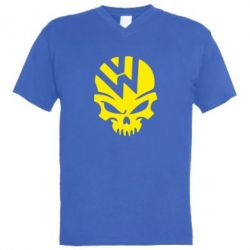 Мужская футболка  с V-образным вырезом Volkswagen Skull - PrintSalon