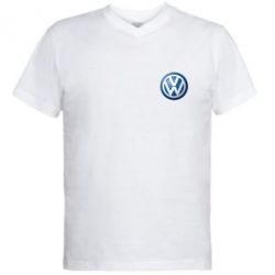 Мужская футболка  с V-образным вырезом Volkswagen Small Logo - PrintSalon