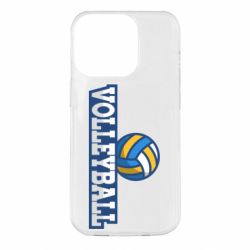 Чехол для iPhone 14 Pro Volleyball text and ball - PrintSalon