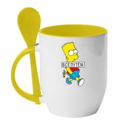 Чашка с ложкой Все путем Барт симпсон - PrintSalon
