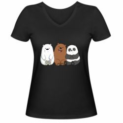 Женская футболка с V-образным вырезом We are ordinary bears - PrintSalon
