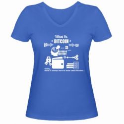 Женская футболка с V-образным вырезом What bitcoin 1s - PrintSalon