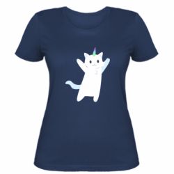 Женская футболка White cheerful cat - PrintSalon