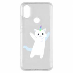 Чехол для Xiaomi Mi A2 White cheerful cat - PrintSalon