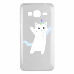 Чехол для Samsung J3 2016 White cheerful cat - PrintSalon